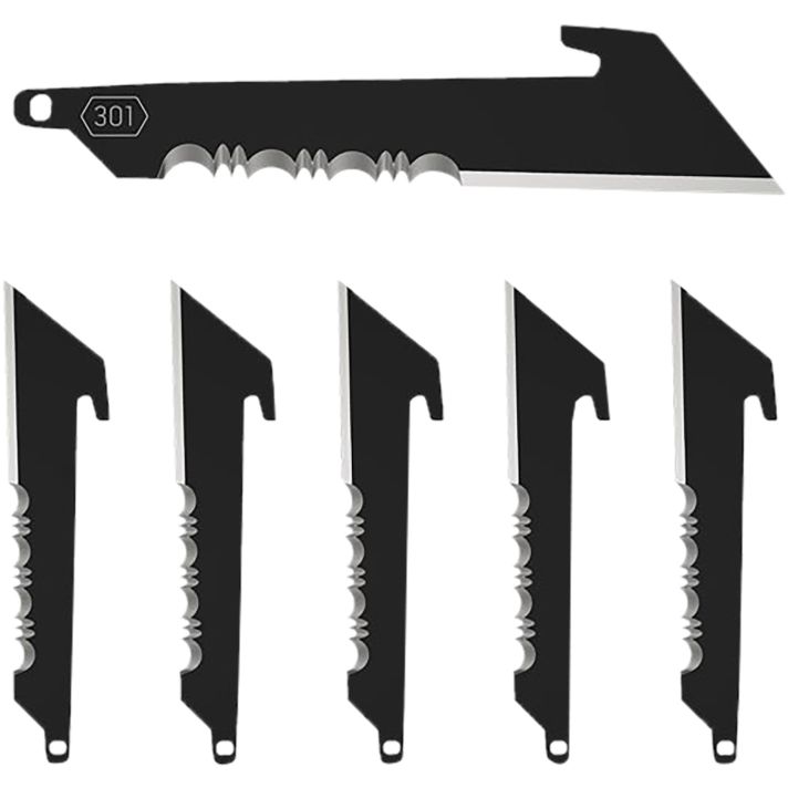 Outdoor Edge RRUS30K6C Replacement Blades6 3" Black Utility Serrated 420J2 SS Blades