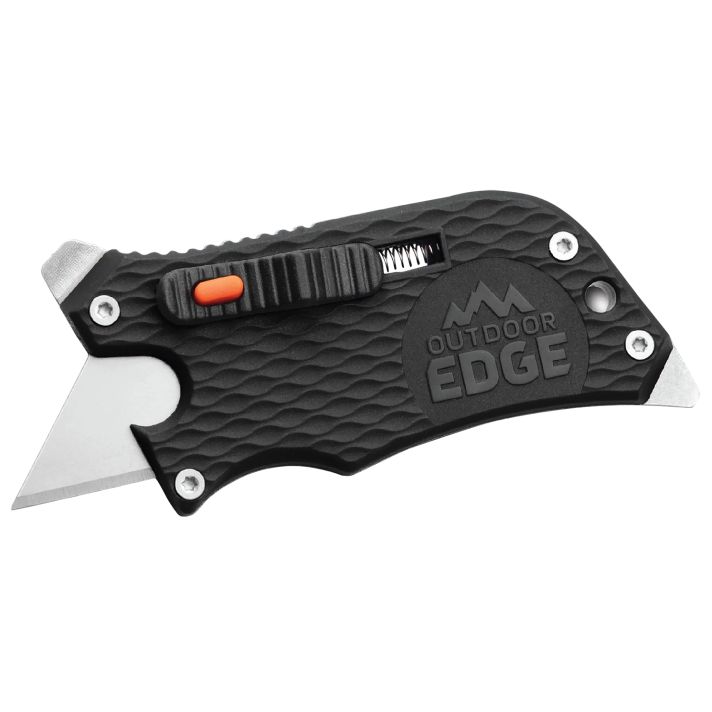 Outdoor Edge SWK30C SlideWinder3.50" Long, Plain Utility Blade, Black GNR/SS Handle, Screwdriver, Bottle Opener