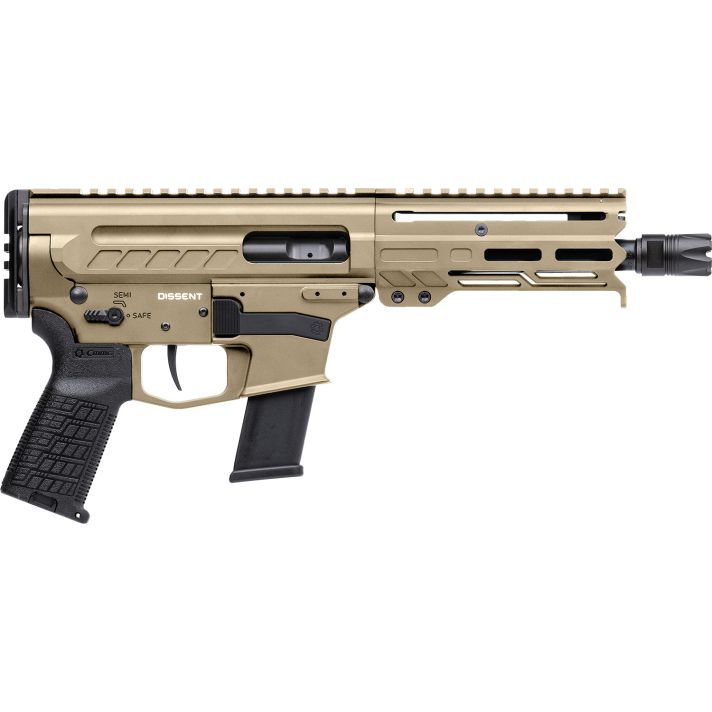 CMMG 45A4C0FCT Dissent MKG 45 ACP 13+1 6.50" Black Nitride Medium Taper Threaded Barrel, CMMG 5.5" M-LOK Handguards, Coyote Tan Cerakote Aluminum Picatinny Rail Receiver, CMMG Zeroed Grips