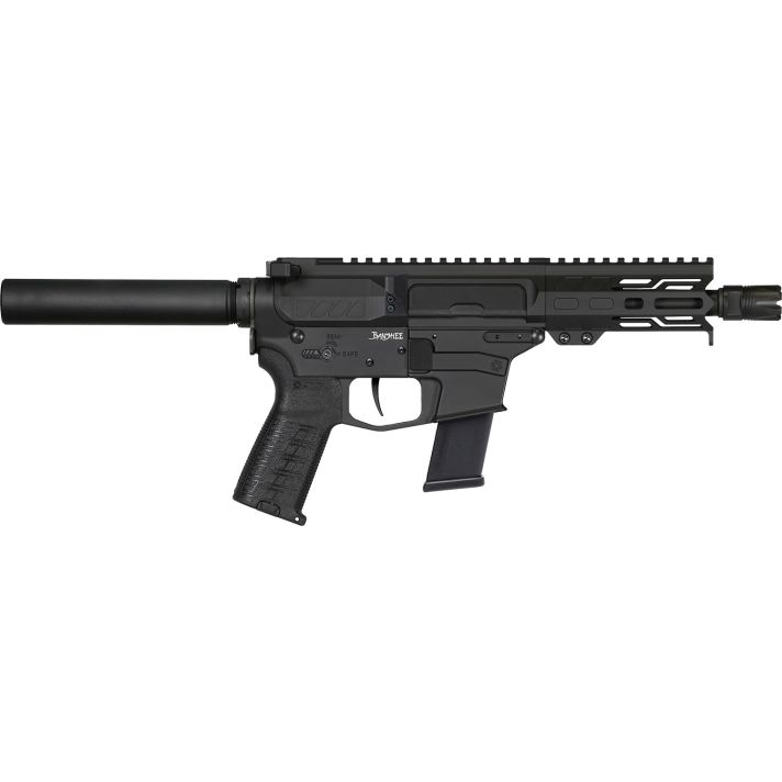 CMMG 45AE70FAB Banshee MKG 45 ACP 13+1 5" Black Nitride Medium Taper Threaded Barrel, EML 4" M-LOK Handguards, Black Armor Cerakote Aluminum Picatinny Rail Receiver, Pistol Tube, CMMG Zeroed Grips