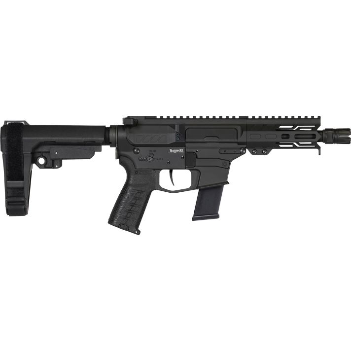 CMMG 45AB70FAB Banshee MKG 45 ACP 13+1 5" Black Nitride Medium Taper Threaded Barrel, EML 4" M-LOK Handguards Black Armor Cerakote, Aluminum Picatinny Rail Receiver, CMMG Zeroed Grips