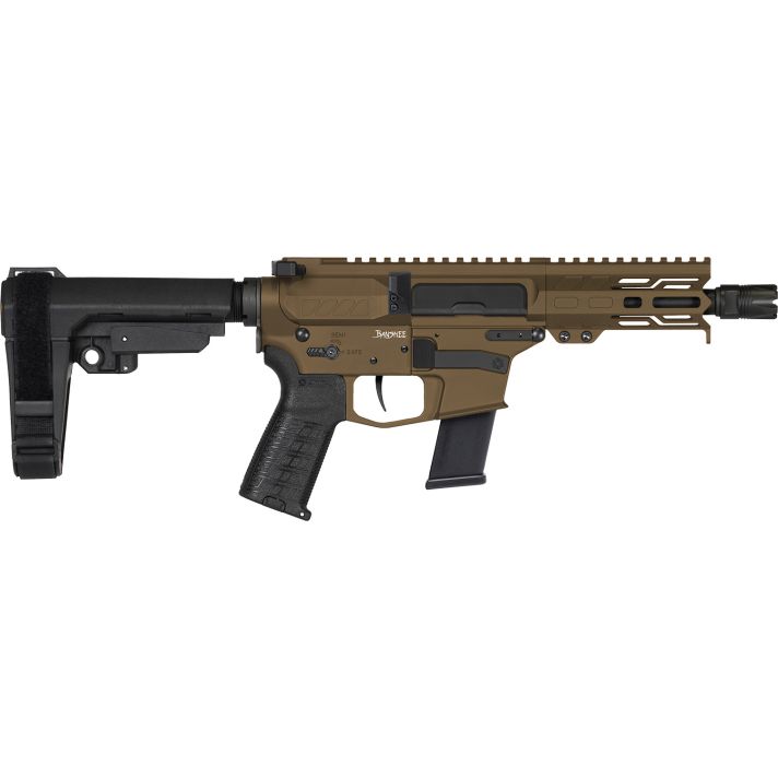 CMMG 45AB70FMB Banshee MKG 45 ACP 13+1 5" Black Nitride Medium Taper Threaded Barrel, EML 4" M-LOK Handguards, Midnight Bronze Cerakote Aluminum Picatinny Rail Receiver, CMMG Zeroed Grips
