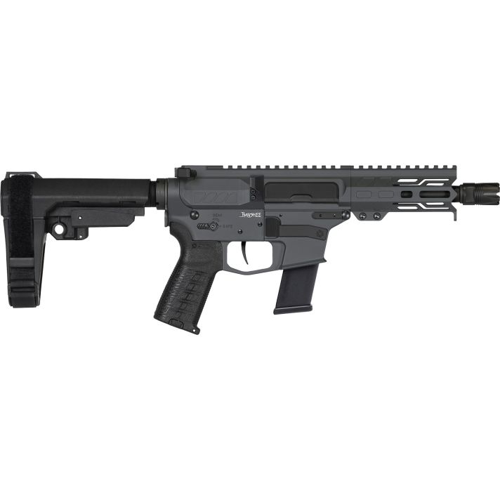 CMMG 45AB70FSG Banshee MKG 45 ACP 13+1 5" Black Nitride Medium Taper Threaded Barrel, EML 4" M-LOK Handguards, Sniper Gray Cerakote Aluminum Picatinny Rail Receiver, CMMG Zeroed Grips