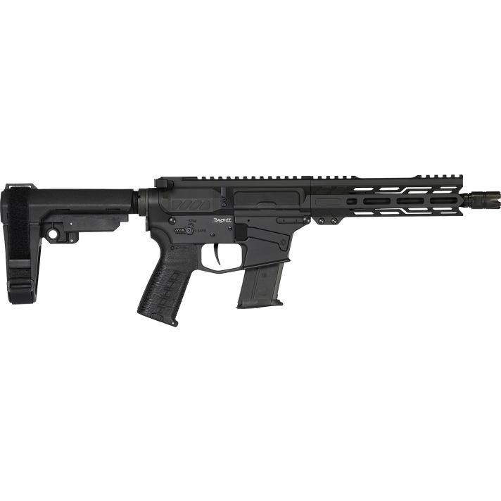 CMMG 57A340FAB Banshee MK57 5.7x28mm 20 8" Black Nitride Medium Taper Threaded Barrel, EML 7" M-LOK Handguards, Black Armor Cerakote Aluminum Picatinny Rail Receiver, CMMG Zeroed Grips