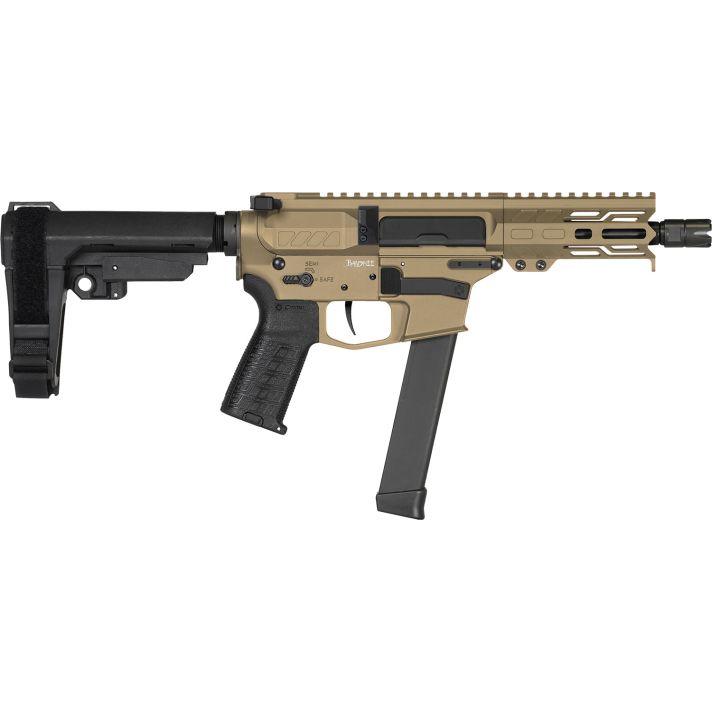 CMMG 99A890FCT Banshee MKGS 9mm Luger 33+1 5" Black Nitride Medium Taper Threaded Barrel, EML 4" M-LOK Handguards, Coyote Tan Cerakote Aluminum Picatinny Rail Receiver, CMMG Zeroed Grips