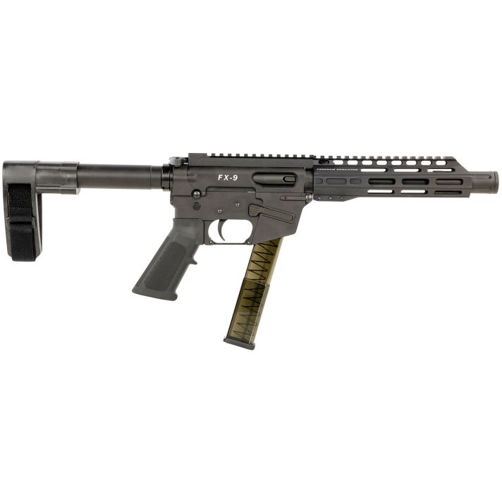FREEDOM ORDNANCE FX9P8SBM FX-99mm Luger 31+1 8" Black Nitride Steel Barrel, M-LOK Handguards, Black Anodized Aluminum Picatinny Rail Receiver, Black SB Mini Brace, AR15 Grip
