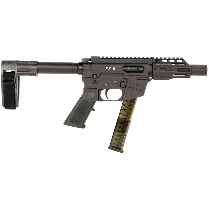 FREEDOM ORDNANCE FX9P4SBM FX-99mm Luger 31+1 4" Black Nitride Steel Barrel, M-LOK Handguards, Black Anodized Aluminum Picatinny Rail Receiver, Black SB Mini Brace, AR15 Grip