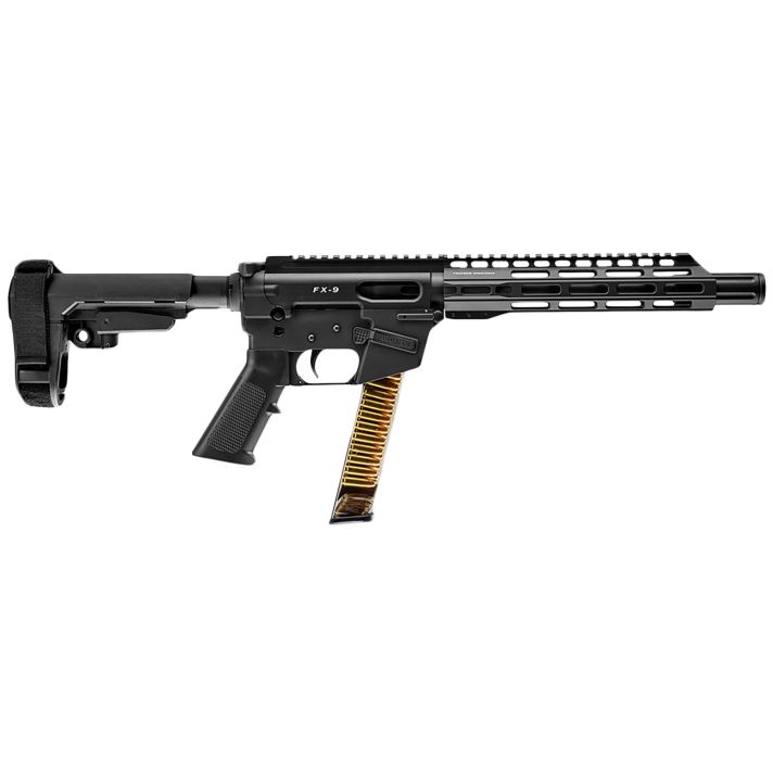 FREEDOM ORDNANCE FX9P10S FX-99mm Luger 31+1 10" Black Nitride Steel Barrel, M-LOK Handguards, Black Anodized Aluminum Picatinny Rail Receiver, Black SBA3 Brace, AR15 Grips, Right Hand