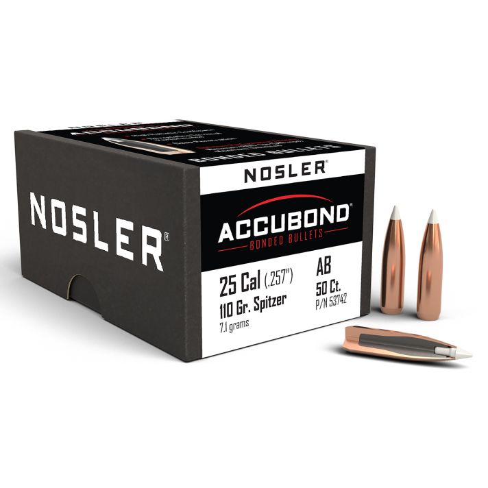 Nosler 53742 AccuBond25Cal 110gr Spitzer Point Boat Tail 50/Box