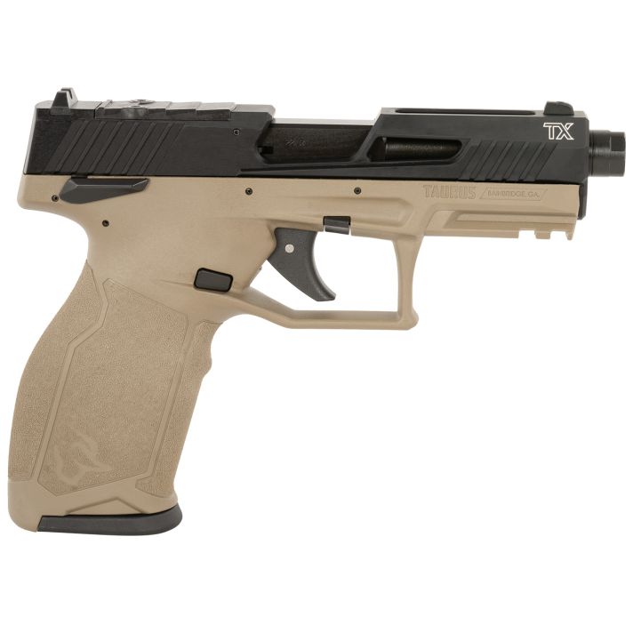 Taurus 1-2TX22P141F TX22 T.O.R.O Gen 2 Full Size Frame 22 LR 22+1 4.10" Matte Black Threaded Barrel, Optic Ready/Serrated Slide, FDE Polymer Frame w/Picatinny Rail, Right Hand