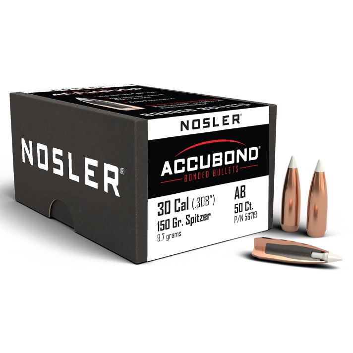 Nosler 56719 AccuBond30Cal 150gr Spitzer Point Boat Tail 50/Box