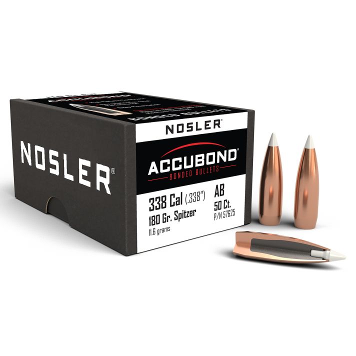 Nosler 57625 AccuBond338Cal 180gr Spitzer Point Boat Tail 50/Box