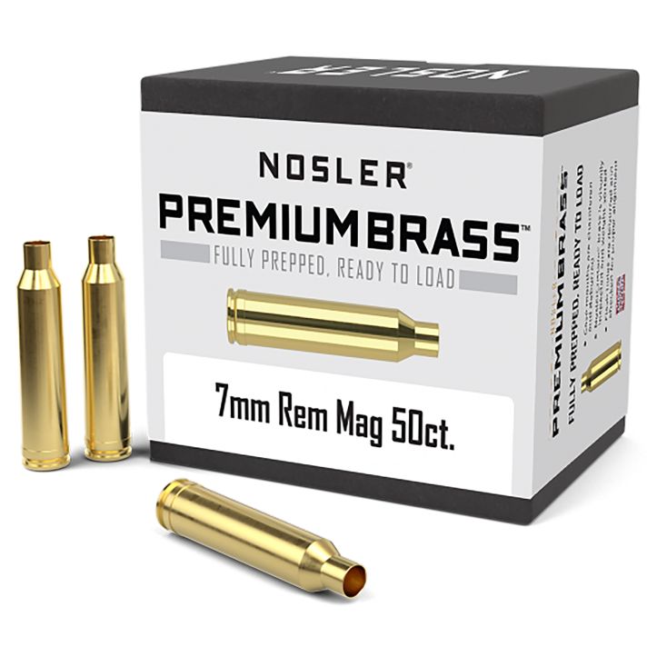 Nosler 10185 Premium Brass Unprimed Cases 7mmRemMag Rifle Brass 50/Box