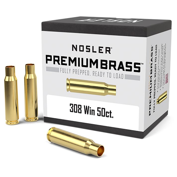Nosler 10225 Premium Brass Unprimed Cases 308Win Rifle Brass 50/Box