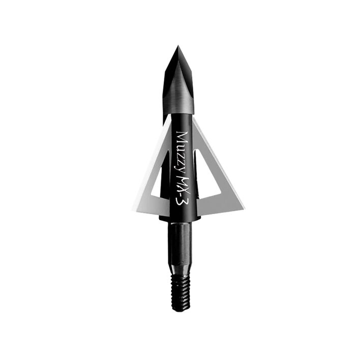 Muzzy 225MX33 MX-3 Broadhead 3-Blade Trocar Tip Anodized Aluminum Ferrule Blades 100 gr/3 Per Pack