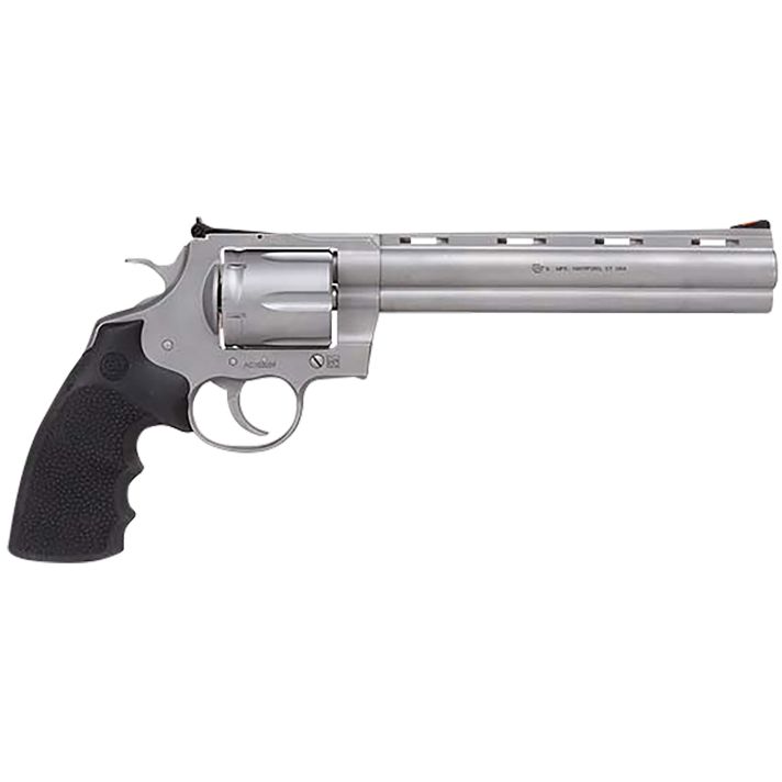 Colt Mfg PYTHONSM8RTS Python357 Mag/38 Special 6 Shot 8" Bead Blasted Vent Rib Barrel, Cylinder & Frame, Black Rubber Grip, Exposed Hammer