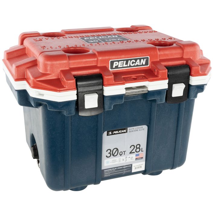 Pelican 30Q5BLUREDWHT Personal Cooler Elite Red/White/Blue Polypropylene 30 QT