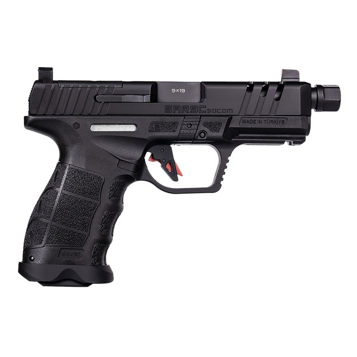 SAR USA SAR9CSOCOMBL SAR9 CCompact Frame 9mm Luger 21+1 4" Black Steel Barrel, Black Steel Optic Ready/Ported/Serrated Slide, Black Polymer Frame w/Picatinny Rail, Interchangeable Backstrap Grip