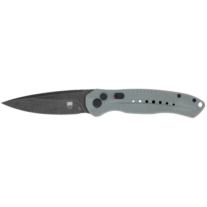 CobraTec Knives GRYDIABLOAUTO Diablo3.50" Folding Black Stonewashed D2 Steel Blade, 4.75" Gray Textured G10 Scales Handle