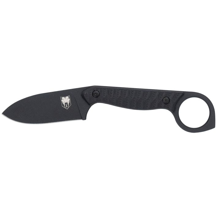 CobraTec Knives CTWLTBLK WolfteethEDC 2.75" Folding Drop Point Plain Black 14C28N Steel Blade, 4.25" Black Textured G10 Scales Handle