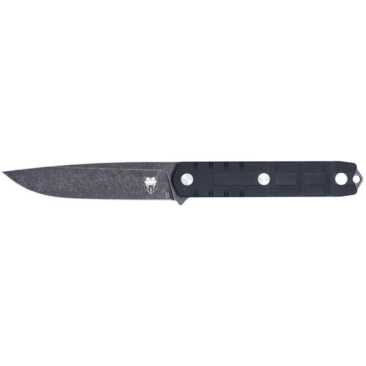 CobraTec Knives CTOWBLKDNS Outdoor Warrior 4.50" Fixed Drop Point Plain Stonewashed D2 Steel Blade, 4.75" Black Textured G10 Scales Handle