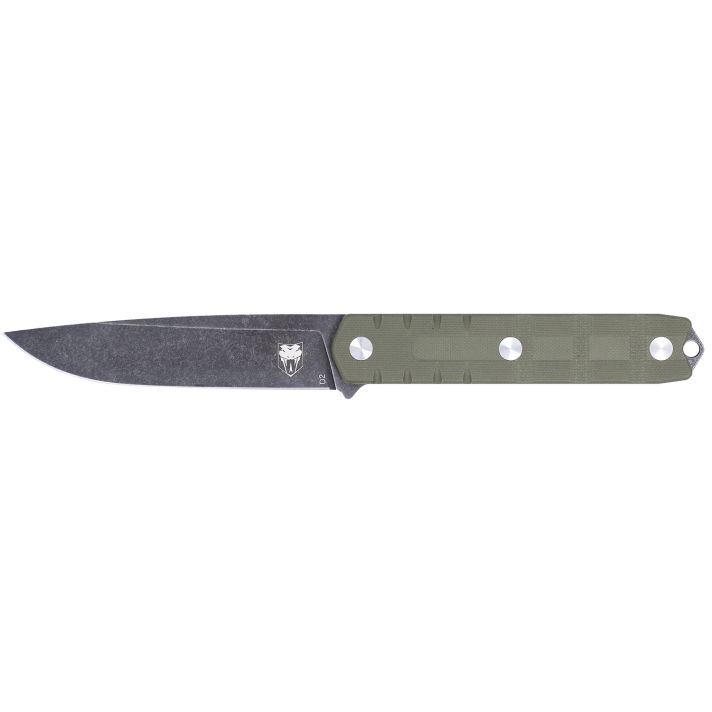CobraTec Knives CTOWODGDNS Outdoor Warrior 4.50" Fixed Drop Point Plain Stonewashed D2 Steel Blade, 4.75" OD Green Textured G10 Scales Handle
