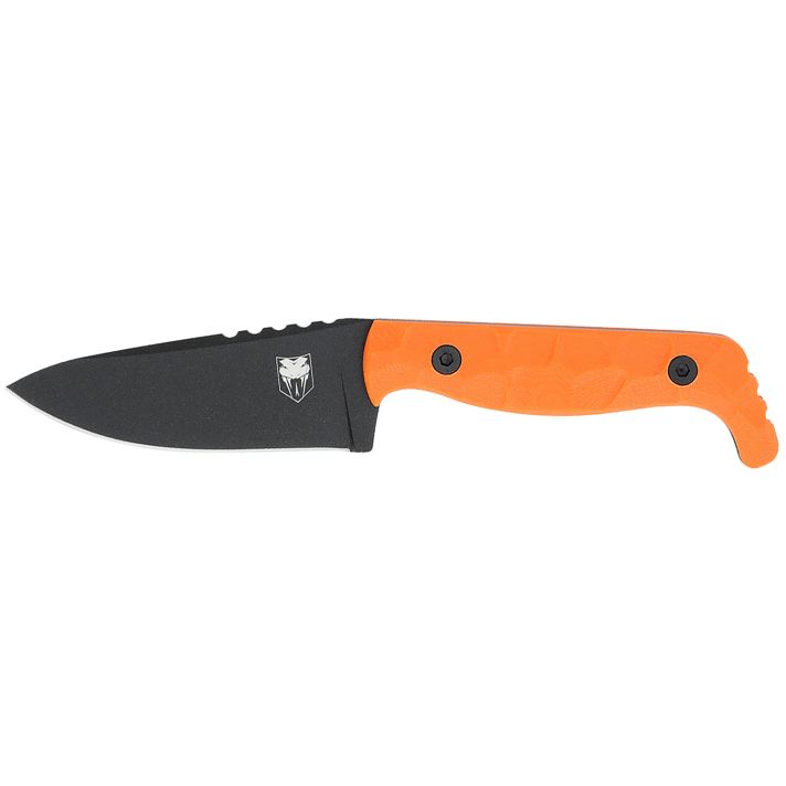 CobraTec Knives CTKPORG KingPinEDC 4" Fixed Drop Point Plain Black Powder Coated D2 Steel Blade, 4" Blaze Orange Textured G10 Scales Handle