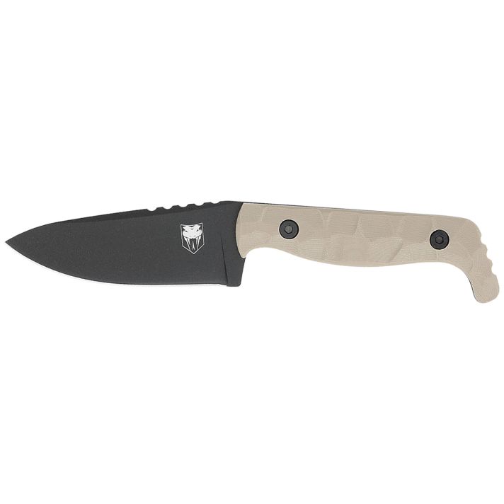 CobraTec Knives CTKPTAN KingPinEDC 4" Fixed Drop Point Plain Black Powder Coated D2 Steel Blade, 4" Tan Textured G10 Scales Handle