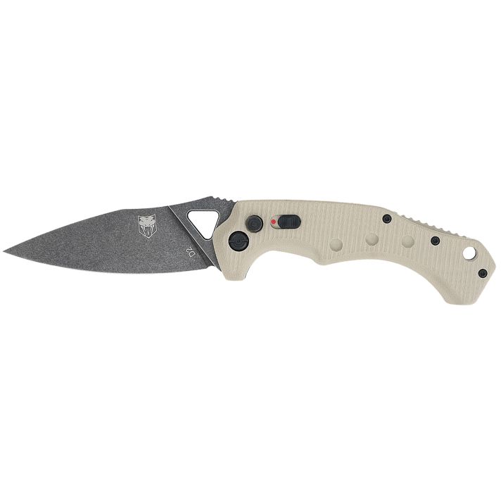 CobraTec Knives TANAFRYK Ryker3.75" Folding Plain Black Stonewashed D2 Steel Blade, 5" Tan Textured G10 Handle