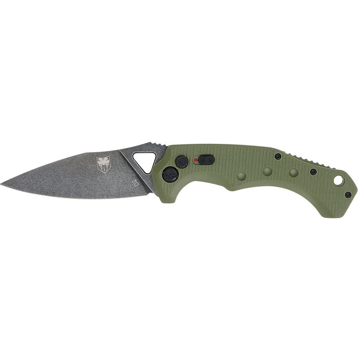 CobraTec Knives ODGAFRYK Ryker3.75" Folding Plain Black Stonewashed D2 Steel Blade, 5" OD Green Textured G10 Handle