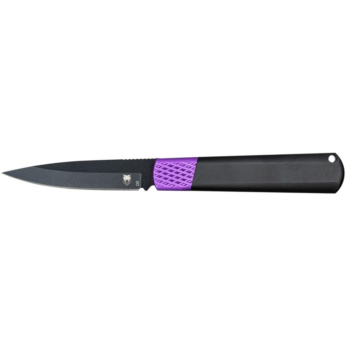 CobraTec Knives CTWOLVERINEBLK Gideon3" Folding Plain Black Stonewashed D2 Steel Blade, 4.25" Black/Purple Aluminum Handle
