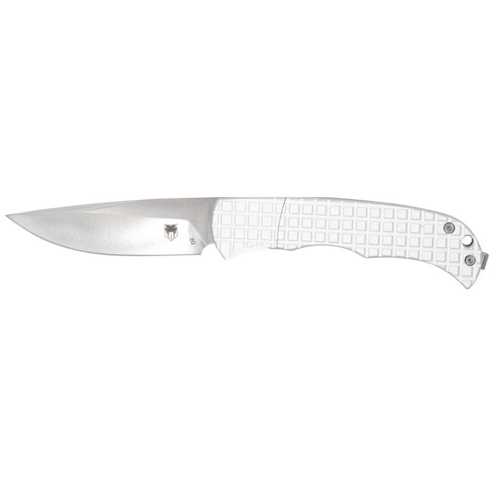 CobraTec Knives CTCLNHRSIL Cyclone Hidden Release 3" OTF Plain Satin D2 Steel Blade, 4" White Aluminum Handle