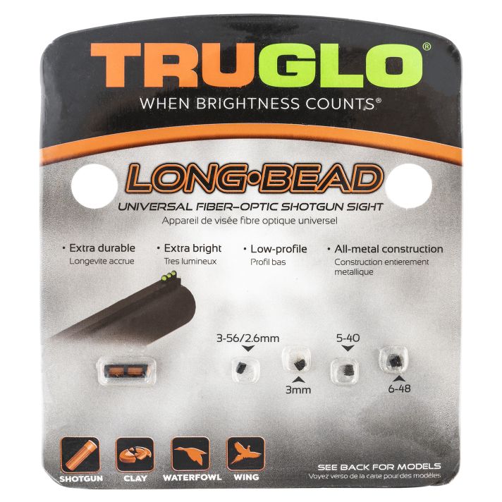 Truglo TG947UR Long BeadMetal Universal Shotgun Red Fiber Optic Black
