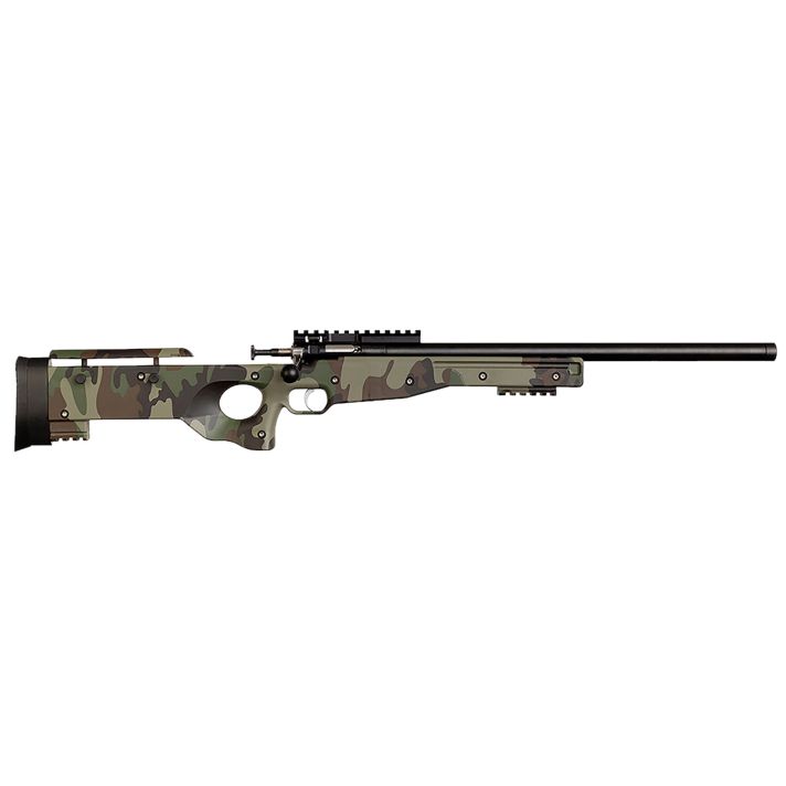 Crickett KSA2150-M81 PrecisionFull Size 22 LR Single Shot 16.10" Blued Threaded Bull Barrel, Blued Crickettinny Rail Steel Receiver, M81 Woodland Camo Synthetic Adj LOP Stock
