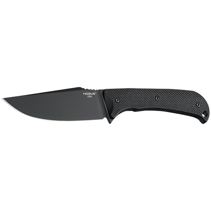 Hogue 35854 ExtrakXL 3.90" Fixed Clip Point Plain Black Cerakote CPM M4 Tool Steel Blade, Black Textured G10 Scales Handle