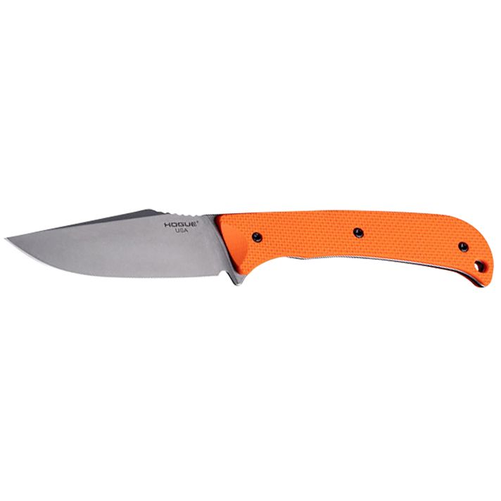 Hogue 35860 Extrak3.30" Fixed Clip Point Plain Stone Tumbled CPM M4 Tool Steel Blade, Blaze Orange Textured G10 Scales Handle