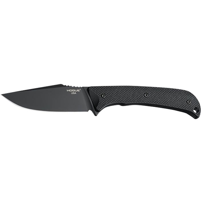 Hogue 35869 Extrak3.30" Fixed Clip Point Plain Black Cerakote CPM M4 Tool Steel Blade, Black Textured G10 Scales Handle