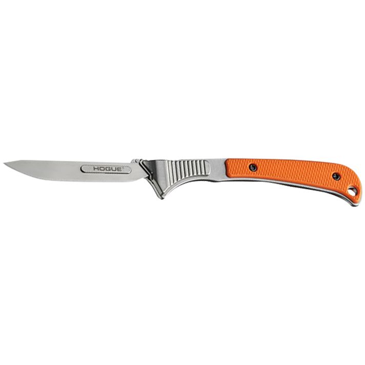 Hogue 35874 Expel2.050" Fixed High Carbon Steel Blade, Orange G10 Scales/SS Handle, Includes 3 #60 & 2 #70 blades.