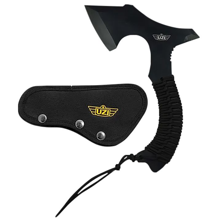 Uzi Accessories UZKAXE5 Throwing Axe7" Plain Stainless Steel Blade, Black Paracord Wrapped Stainless Steel Handle 12.20" OAL