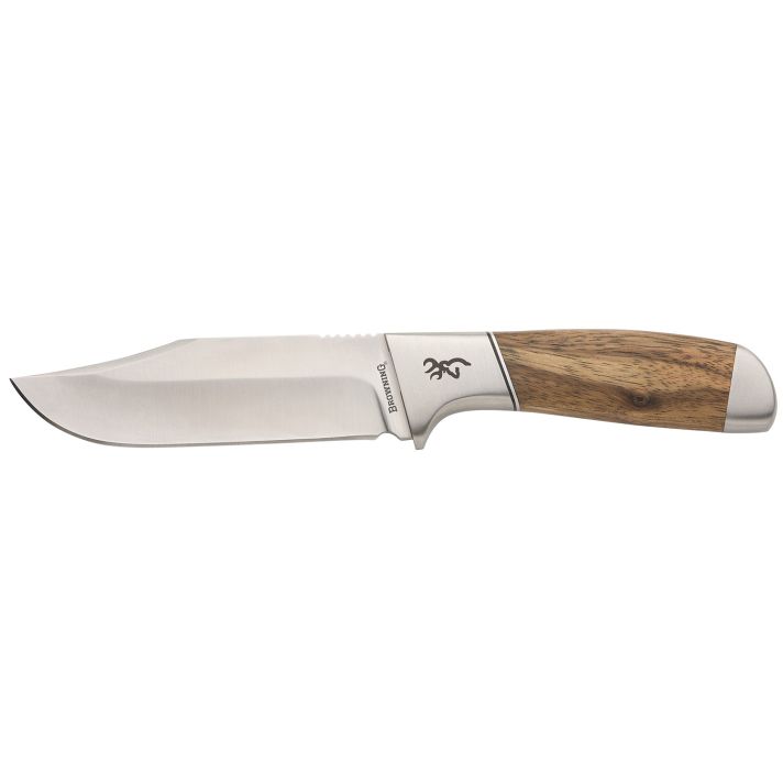 Browning 3220537 Sage CreekLarge 4.50" Fixed Clip Point Plain Satin 9Cr14MoV SS Blade, Brown Zebra Wood Handle
