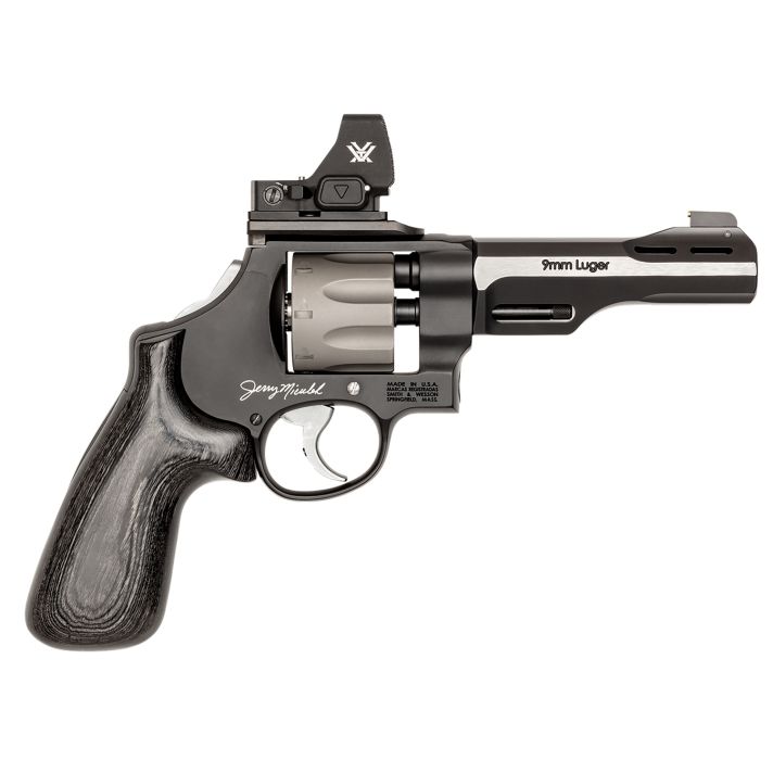 Smith & Wesson 14045 PC Model 327 w/Optic N-Frame 9mm Luger 8 Shot 5" Black/SS Ported Barrel, Black Scandium Alloy Frame, JM Signature Black Laminate Grip, Vortex CompDot, C.O.R.E Optic System
