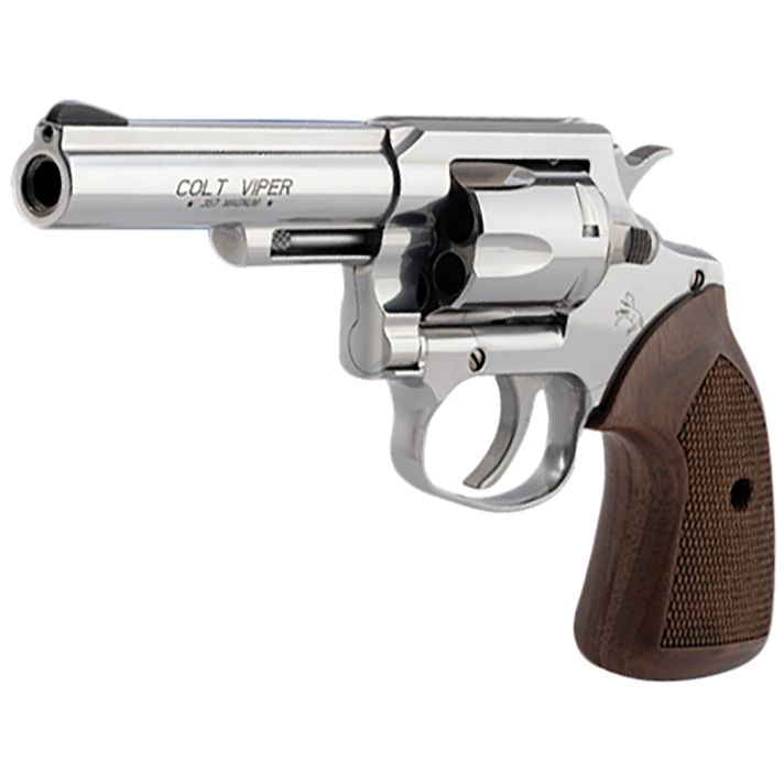 Colt Mfg VIPERSP4WRR Viper357 Mag/38 Special 6rd 4.25" 1/2 Lug Stainless Steel Barrel, Stainless Steel Cylinder & Frame, American Walnut Grip, Exposed Hammer