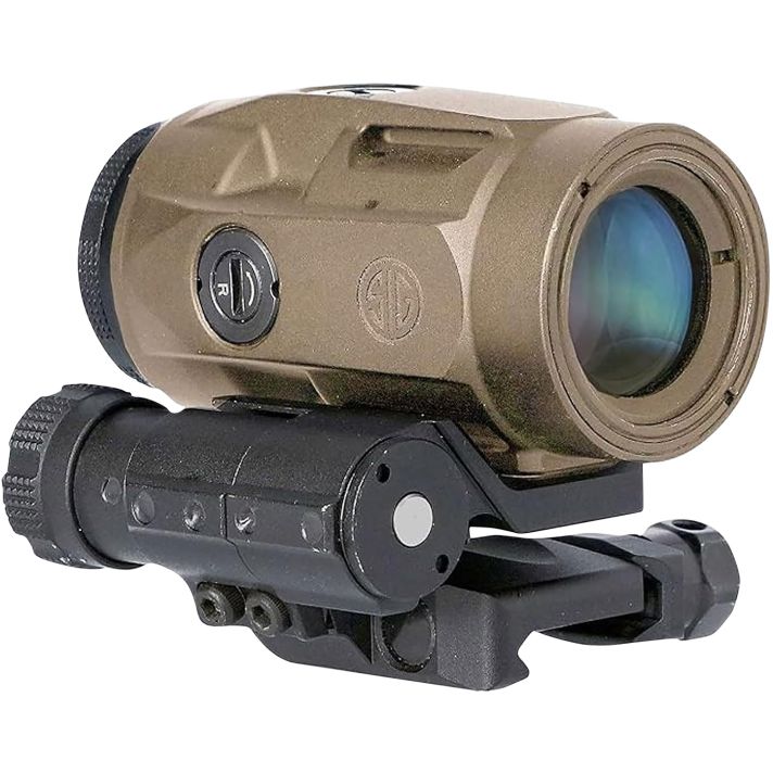 Sig Sauer Electro-Optics SOJ3M011 Juliet3-Micro Magnifier Flat Dark Earth 3x 22 mm 90 Degree Push Button Flip-to-side Mount