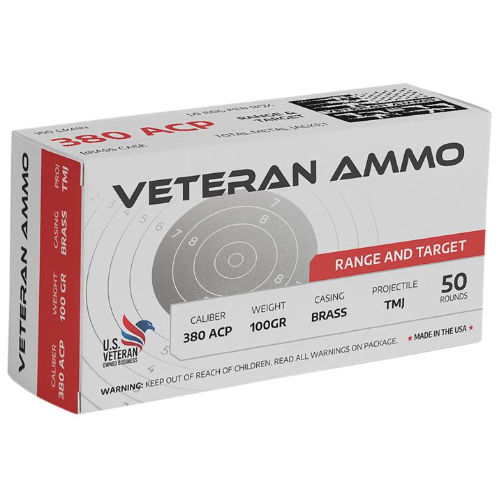 Hyperion Munitions HMBX38010050 Veteran Ammo380 ACP 100 gr Full Metal Jacket 50 Per Box/20 Case