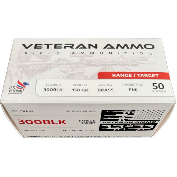 Hyperion Munitions HMBX300BLK15050 Veteran Ammo300 Blackout 150 gr Full Metal Jacket 50 Per Box/10 Case