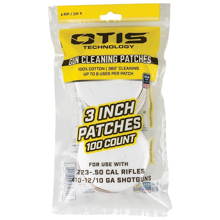 Otis FG919100 All Caliber Cleaning Patches Multi-Caliber 3" Cotton 100 Per Pkg