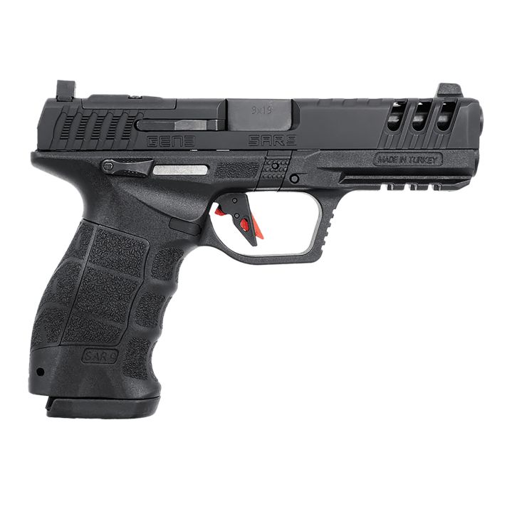 SAR USA SAR9G3BL SAR9 Gen3 Full Size Frame 9mm Luger 17+1 4.40" Black Steel Barrel, Black Cerakote Serrated Steel Slide, Black Cerakote Polymer Frame w/Picatinny Rail, Black Polymer Grip