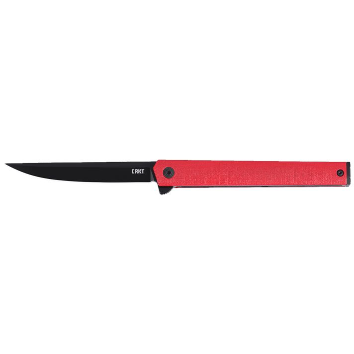 CRKT 7097RK CEO Flipper EDC 3.35" Folding Plain Black EDP AUS-8A SS Blade, Red GRN Handle