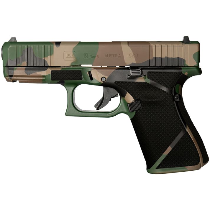 Glock PA195S204MOSNM81 G19 Gen5 MOS Compact Frame 9mm Luger 15+1 4.02" Black GMB Barrel, Camo Cerakote MOS Cut/Serrated Steel Slide, M81 Camo Polymer Frame w/Picatinny Rail, Ambidextrous