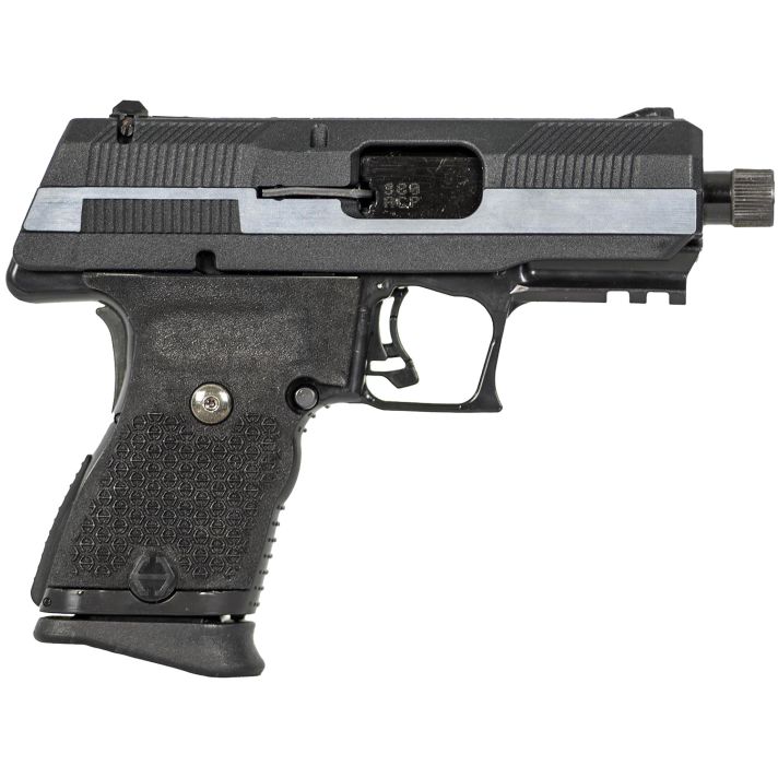 Hi-Point YC380CF YC380380 ACP 10+1 3.93" Black Threaded Barrel, Black/Chrome YC9 Styled/Serrated Steel Slide, Black Polymer Frame w/Picatinny Rail, Black Plastic Grip